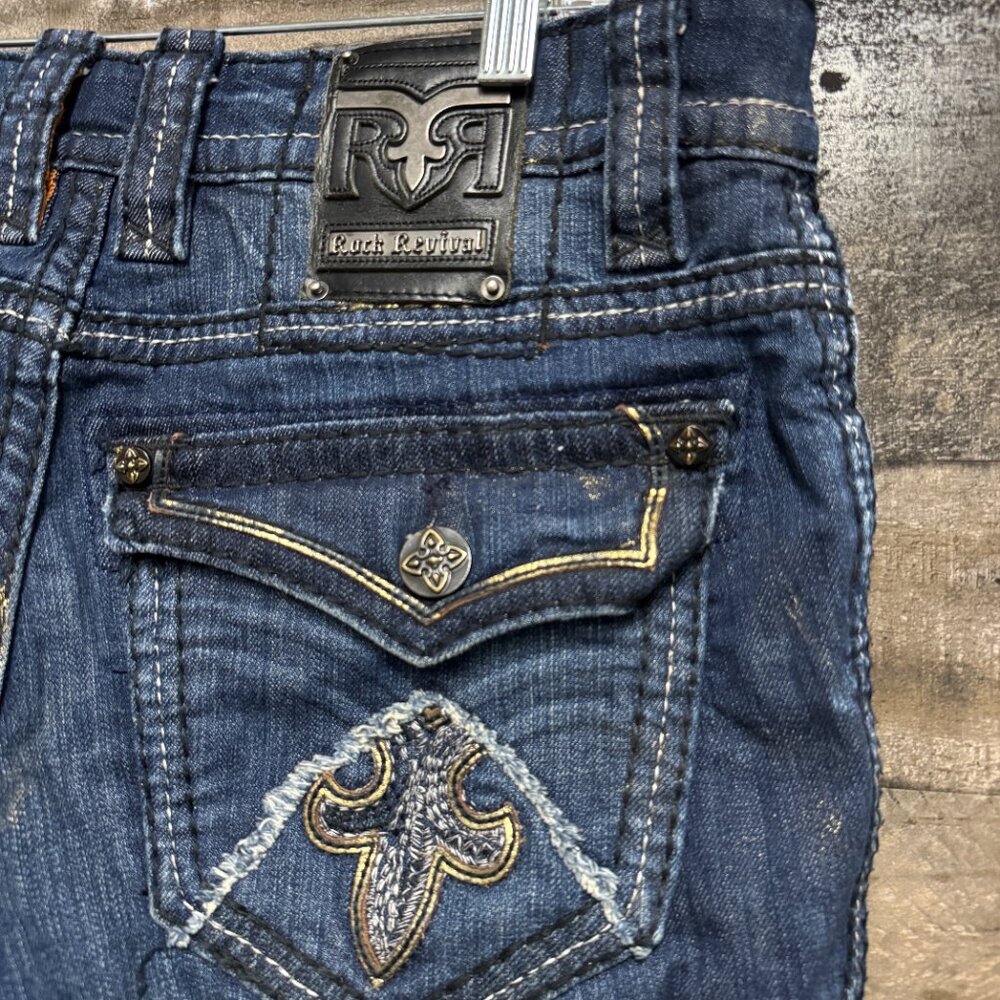 Rock Revival Ayaan Biker Jeans Mens Size 31 (Measures 34x33) - Picture 3 of 7